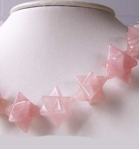Kabbalah 2 Carved Rose Quartz Merkaba Star Beads | 25x15x15mm | Pink - PremiumBead Alternate Image 9