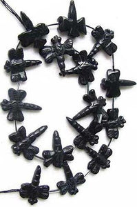 Fab 2 Hand Carved Onyx Dragonfly Briolette Beads | 23x18x5mm-26x21x4mm | Black - PremiumBead Alternate Image 3