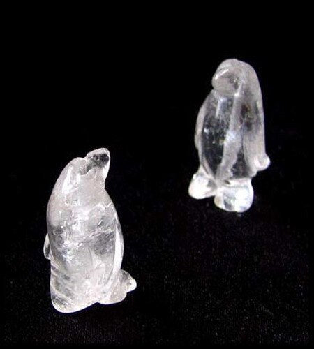 March of The Penguins 2 Carved Quartz Beads | 21x12x11mm | Clear - PremiumBead Primary Image 1