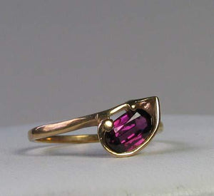 Natural Purple Faceted Oval Garnet in Solid 10Kt Yellow Gold Ring Size 6 9982Ac - PremiumBead Alternate Image 2
