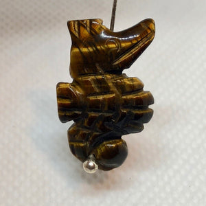 2 Tiger'S Eye Carved Seahorse Beads | 24x14x6mm | Gold - PremiumBead Alternate Image 2