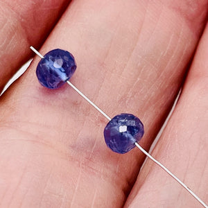 Tanzanite AAA Faceted 2.2ct Parcel Rondelle Beads | 5.5 to 6x4mm| Blue| 2 Beads