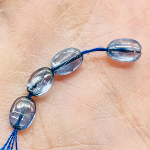 4 Beads of Rare Amazing Blue Kyanite Flat Oval Beads 4874