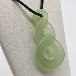 Carved Translucent Serpentine Infinity Pendant with Black Cord 10821X - PremiumBead Primary Image 1