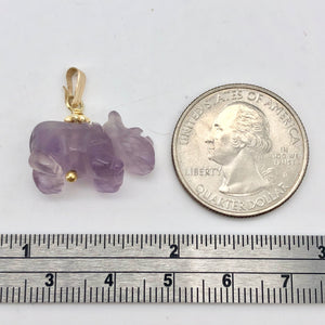 Amethyst Rhinoceros Pendant Necklace|Semi Precious Stone Jewelry|14k Pendant - PremiumBead Alternate Image 4