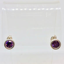 Load image into Gallery viewer, February 7mm Lab Amethyst &amp; Sterling Silver Earrings 9780Bb - PremiumBead Alternate Image 6

