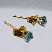 Load image into Gallery viewer, Blue Zircon 14K Gold 3mm Stud Round | 3mm | Blue | 1 Earrings
