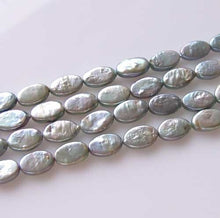 Load image into Gallery viewer, Platinum Green Oval Coin Pearl Strand 109948 - PremiumBead Alternate Image 2
