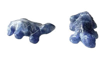 Load image into Gallery viewer, 2 Carved Snappy Sodalite Lizard Beads | 27x15x7mm | Blue white
