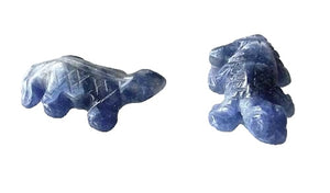 2 Carved Snappy Sodalite Lizard Beads | 27x15x7mm | Blue white