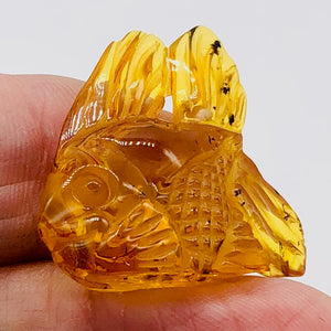 Amber Fish | 30x28x10 mm | Orange | 1 Pendant Figurine