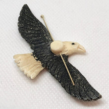 Load image into Gallery viewer, Soaring Bald Eagle - Large Hand Carved Button 10408C | 70x11.5x34mm | Cream and Black - PremiumBead Alternate Image 2
