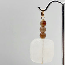Load image into Gallery viewer, White Druzy Quartz and Fluorite 20mm Square Coin14kgf Pendant | 1 13/4&quot; Long |
