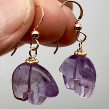 Load image into Gallery viewer, Amethyst 14K Gold Filled Zuni Bear Drop/Dangle Earrings | 1 1/4&quot; Long | Purple |
