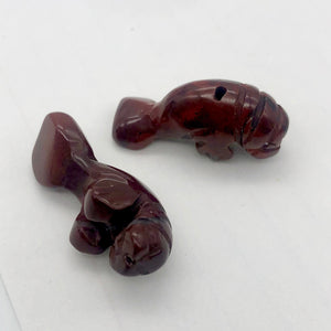 Grace 2 Carved Jasper Manatee Beads | 21x11x9mm | Red - PremiumBead Alternate Image 4