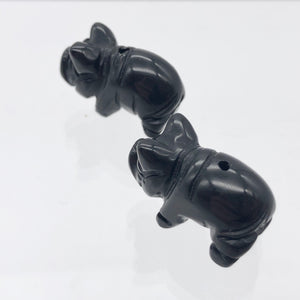 Oink 2 Carved Obsidian Pig Beads | 21x13x9.5mm | Black - PremiumBead Alternate Image 2