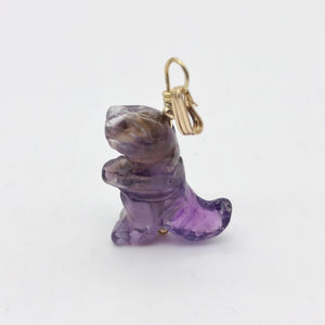 Purple Dinosaur Amethyst Tyrannosaurus Rex 14K Gold-Filled Pendant - PremiumBead Alternate Image 10