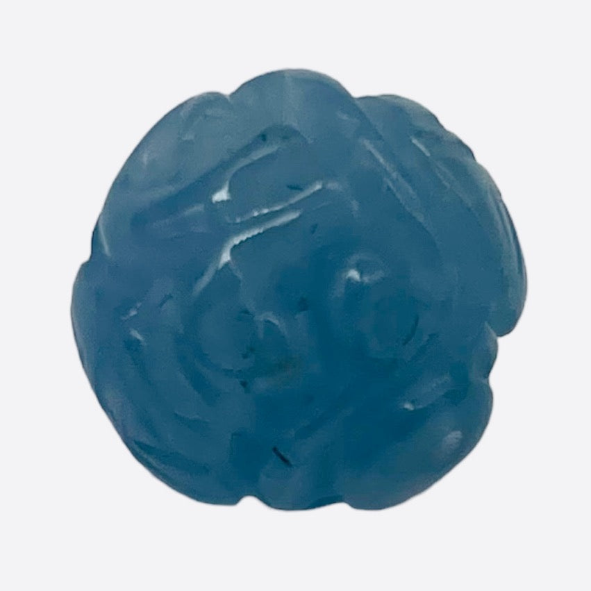 Aquamarine AAA Intricately Carved Round Bead | 12mm | Blue | 1 Bead |