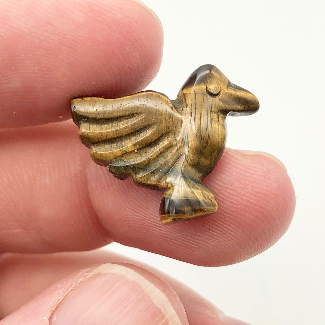 Lovely Hand Carved Tiger's Eye Dove Bird Figurine | 25.5x18x7 | Golden - PremiumBead Primary Image 1