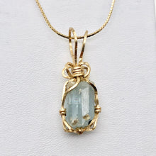 Load image into Gallery viewer, Natural Aquamarine Crystal 14k Wire Wrap Pendant | 1 1/4&quot; Long | Aqua | Crystal| - PremiumBead Alternate Image 7

