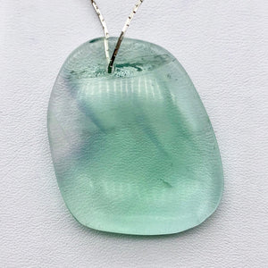 Teal/Green/Clear Fluorite Freeform Pendant Bead! | 40x30mm | Green | Oval | - PremiumBead Alternate Image 3