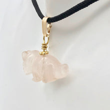 Load image into Gallery viewer, Rose Quartz Triceratops Pendant Necklace|SemiPrecious Stone Jewelry|14K Pendant | 22x12x7.5mm (Triceratops), 5.5mm (Bail Opening), 1&quot; (Long) | Pink - PremiumBead Alternate Image 2
