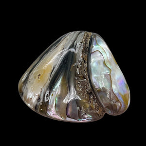 Abalone Hinge Shell | 33x37x10mm | Silver Pink | 1 Pendant Bead |