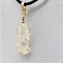 Load image into Gallery viewer, Quartz Wolf Pendant Necklace | Semi Precious Stone Jewelry | 14k Pendant - PremiumBead Alternate Image 2
