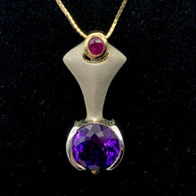 Load image into Gallery viewer, Amethyst Ruby Precious Stone Sterling Silver Pendant Necklace - PremiumBead Alternate Image 3
