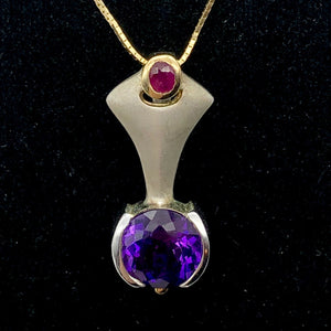 Amethyst Ruby Precious Stone Sterling Silver Pendant Necklace - PremiumBead Alternate Image 3