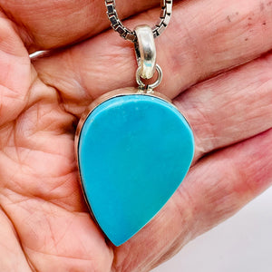 Turquoise Sterling Silver Native Pendant | 2" Long | Blue/Silver |1 Pendant