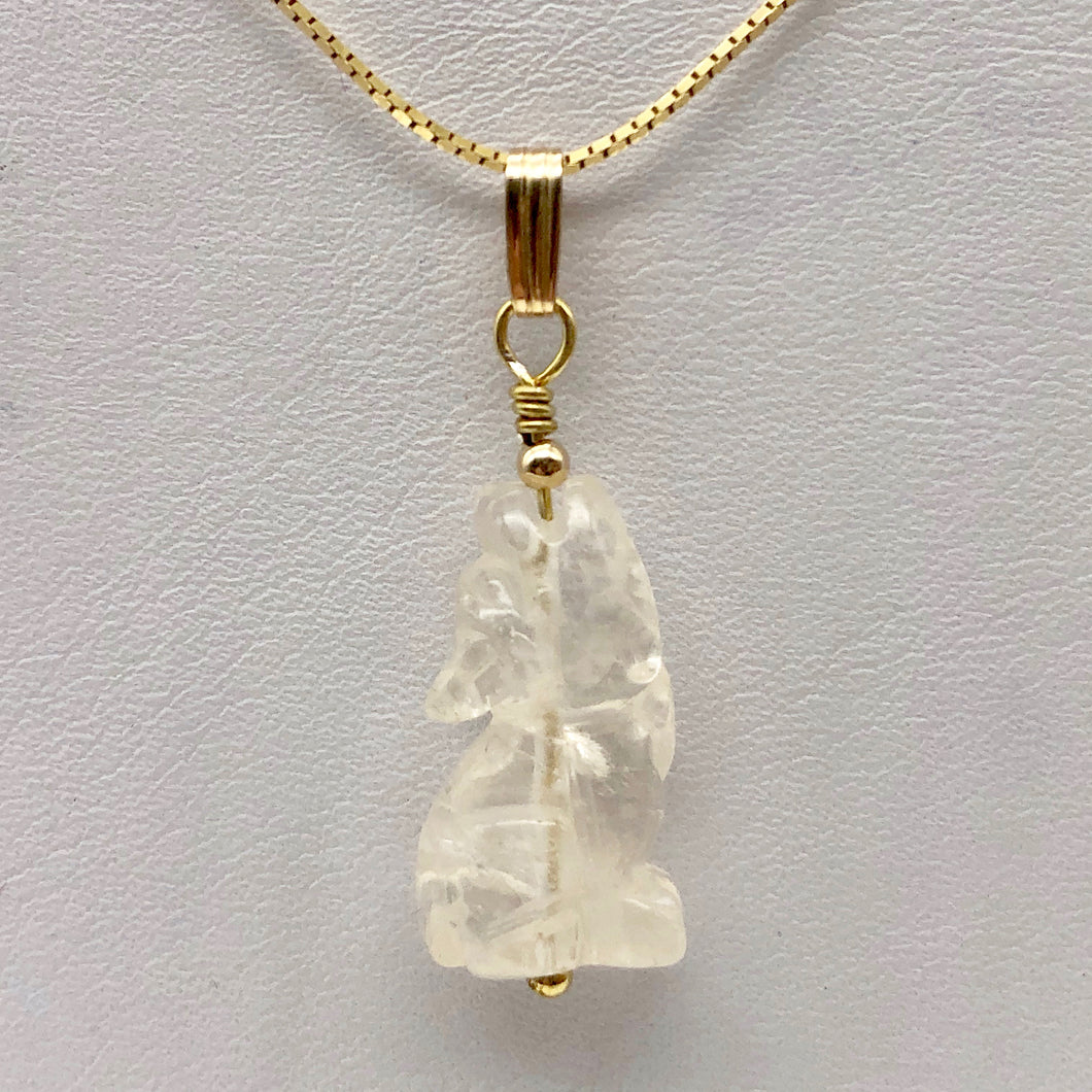 Quartz Wolf Pendant Necklace | Semi Precious Stone Jewelry | 14k Pendant - PremiumBead Primary Image 1