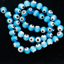 Load image into Gallery viewer, Four Lampwork Glass Eye Round | 8 mm | Light Blue | 4 Beads |
