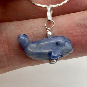 Sodalite Whale Pendant Necklace | Semi Precious Stone Jewelry | Silver Pendant - PremiumBead Alternate Image 4