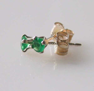 May! Round 3mm Created Green Emerald & 925 Sterling Silver Stud Earrings 10146E - PremiumBead Primary Image 1