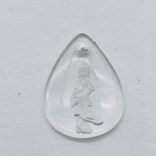 Load image into Gallery viewer, Hand Etched Quartz Quan Yin Goddess 24x18mm Pendant Bead 7987
