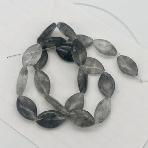 Misty Grey Tourmalated Quartz Bead Strand | 20mm | Grey | Flat Oval | 21 Beads | - PremiumBead Alternate Image 3