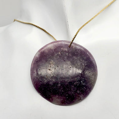 Rare 1 Vivid Purple Lepidolite Coin Focal Bead for Jewelry Making | 46x6mm | - PremiumBead Primary Image 1