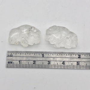 Charge! Quartz Hand Carved Bison / Buffalo Figurine | 21x14x8mm | Clear - PremiumBead Alternate Image 3