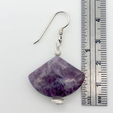 Load image into Gallery viewer, Natural Lepidolite Sterling Silver Earrings | 1 3/4&quot; Long | Purple | Fan cut | - PremiumBead Alternate Image 4
