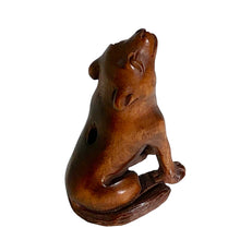 Load image into Gallery viewer, New Moon Carved/Signed Wolf Boxwood Ojime/Netsuke Bead
