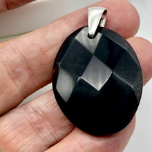 Load image into Gallery viewer, Stunning Faceted Onyx Sterling Silver Pendant| 40x30mm| Black| Oval | 1 Pendant| - PremiumBead Alternate Image 2
