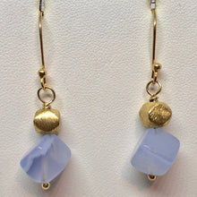 Load image into Gallery viewer, Blue Chalcedony and 22K Vermeil Brushed Bead Earrings! 309231C - PremiumBead Alternate Image 2
