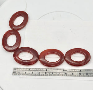 Carnelian Agate Picture Frame Beads 8" Strand |40x30x5mm|Red/Orange|Oval |5 Bds| - PremiumBead Alternate Image 3