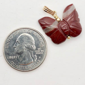 Jasper Butterfly Pendant Necklace | Semi Precious Stone Jewelry | 14k gf Pendant - PremiumBead Alternate Image 7