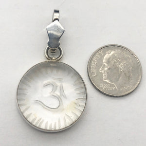 Om or Aum Quartz Sterling Silver Pendant Necklace | 21x10mm | 1 1/2" long | - PremiumBead Alternate Image 5