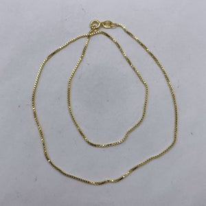 Box Chain Necklace Vermeil over Sterling Silver | 18" Long | Gold | 1 Necklace |