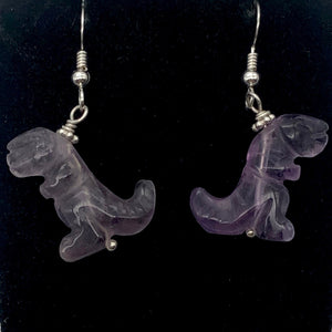 Amethyst Tyrannosaurus Rex Sterling Silver Drop Earrings| 1.5" Long | Purple |