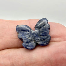 Load image into Gallery viewer, Fluttering Sodalite Butterfly Figurine Worry Stone | 21x18x7mm | Blue White - PremiumBead Primary Image 1
