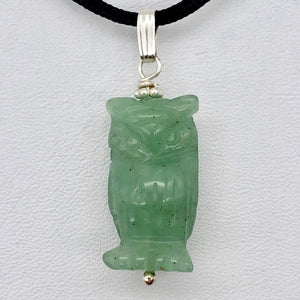 Aventurine Owl Pendant Necklace | Semi Precious Stone Jewelry | Silver Pendant - PremiumBead Alternate Image 5